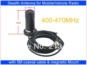 10CM Ilgio tik UHF 400-470MHz 5.5 dBi Trumpiausią Slaptas Mobile/Transporto priemonės Radijo Antena su megnetic mount&5M Koaksialinis Kabelis