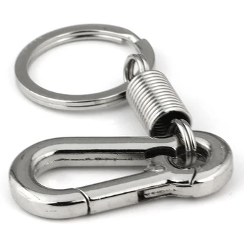 10X Tvirtas Karabinai Key Chain Raktų Žiedas Poliruoti Key Chain Pavasarį Pagrindiniai Grandinės Verslo Juosmens Key Chain, Sidabrinė