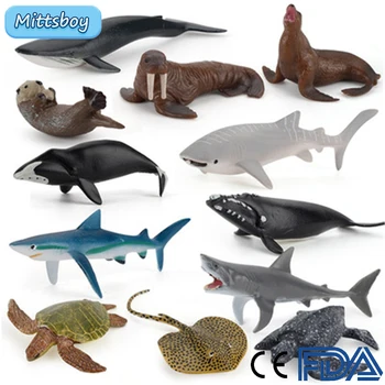 12Pcs Modeliavimas Vandenyno Gyvūnų Modeliavimo Figūra Mėlynasis Banginis jūrų vėplio Švietimo Žaislas Vaikams, Žaislai Pav Surinkimo Dovanos