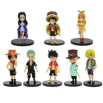 8pcs One Piece Anime Duomenys Luffy Ace Sabo Veiksmų Skaičius, Kawaii Statulėlės Modeliai Lėlės Rinkti Žaislai, Dovanos Draugams, Vaikams