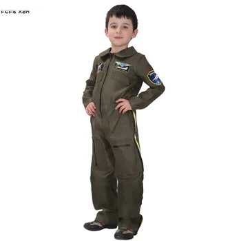 Alyvuogių M-XL Berniukai Piloto Uniformą Cosplay Vaikai Vaikai Helovinas Policininkas Specialiosios pajėgos Kostiumų Karnavalas Puras Paradas Šalis suknelė