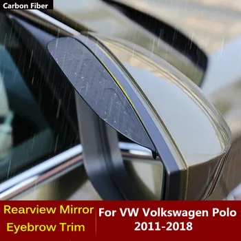 Anglies Pluošto galinio vaizdo Šoniniai Veidrodėliai Padengti Klijuoti Apdailos Rėmas Shield Antakių Priedai Lietaus/Saulės VW Volkswagen Polo 2011-2018