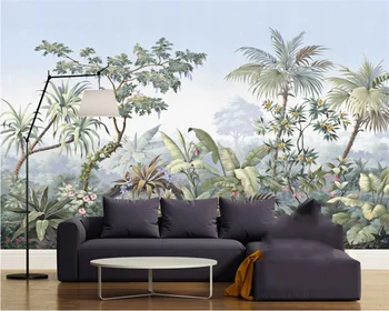 beibehang 3d tapetai europos stiliaus rankomis dažyti sodo atogrąžų miškai gysločių palmių rankomis dažyti šviesą sienų tapetai