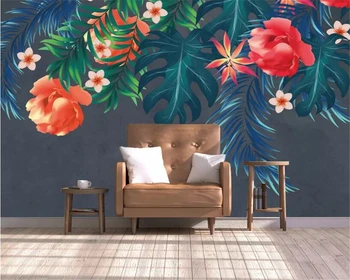 Beibehang Užsakymą tapetai Miegamajame, gyvenamasis kambarys fono sienos 3d tapetai tropinių miškų, rankomis dažyti gėlių 3d tapetai