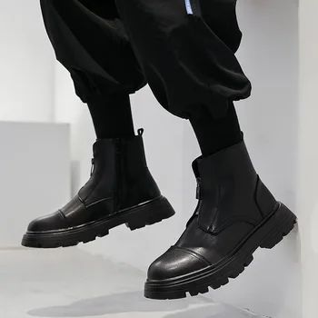 Britų stiliaus vyrų mados natūralios odos batai, prekės ženklo dizaineris platforma batai šalies pokylių suknelė kaubojus įkrovos kulkšnies botas vyras