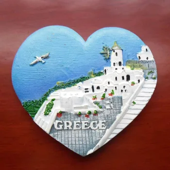 Graikija, Santorini, atminties šaldytuvas pridedami turizmo suvenyrų magnetiniai lipdukai