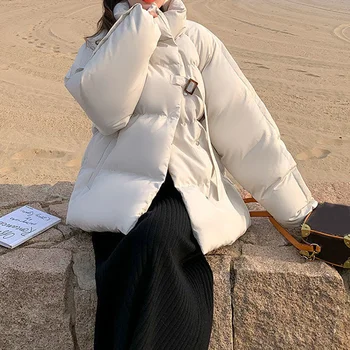Korėjos Stiliaus Moterų Žiemos Striukė Negabaritinių Parkas Moteris Prarasti Tvirtą Moterų Apsiaustai (Visų Rungtynių Mados Chic Outwear Moterų Topai