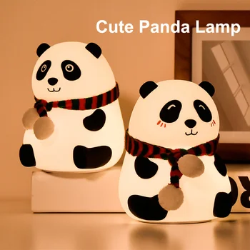 Led Mielas Silikono Panda Lempa USB Animacinių filmų Palieskite Jutiklio Spalvinga Paglostyti, Paglostyti Naktį Šviesos Miegamojo Lovos Naktį Lempa Vaikams Vaikams