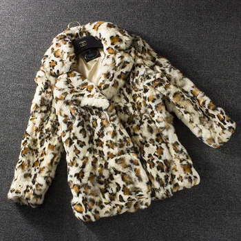 Leopardo kailio paltai moterų žiemos paltai rex triušio kailio striukė