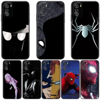 Marvel Spiderman Juoda Xiaomi Redmi Pastaba 10S 10 9T 9S 9 8T 8 7S 7 6, 5A 5 Pro Max Soft Black Telefono dėklas