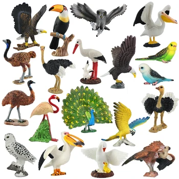 Modeliavimo Paukščiai Maži Ornamentai, Gyvūnų Modelio Erelis Žaislas Papūga Pelėda Stručių Swan Vaikų Pažinimo Grifas Pav Modelis