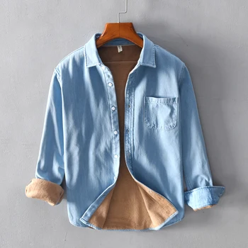 Naujas Italija Dizainas medvilnės džinsinio marškinėliai vyrams, prekės šilti marškinėliai vyrams mados storis su aksomo marškinėliai vyrams laisvalaikio marškiniai vyrai