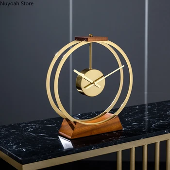 Nordic Light Luxury Medžio Masyvo Stalo Laikrodis Namų Laikrodis, Papuošalai Darbalaukio Asmenybės Kūrybos Stalo Laikrodis Paprastas Modernus Laikrodis