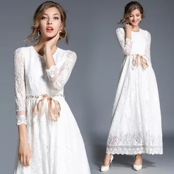 Nėriniai Vasaros 2020 Balta Ilga Suknelė Elegantiškas Šalis Maxi Suknelės Moterims Vestido De Festa Longo 2519 KJ2672