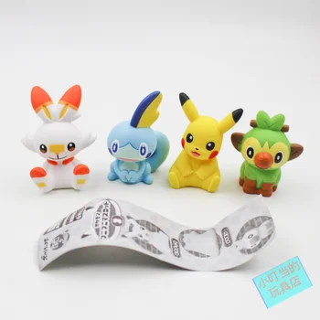 Pokemon Pocket Monstras Pikachu Grookey Scorbunny Sobble Lėlės Dovanos Žaislo Modelis Anime Duomenys PVC Rinkti Papuošalai
