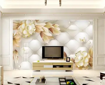 Pritaikyti 3D tapetai, freskos papuošalai, gėlės, minkštas paketo kambarį, TV foną, sienų apdaila dažymas