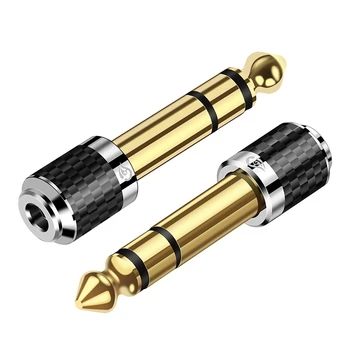 Stereo Ausinių Jungtis Aukso spalvos Adapter 6.35 mm Male-3.5 mm Female Adapter High Fidelity Skaičiuoklė