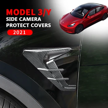 Už Tesla Model 3 2021 Modelis Y 2021 2vnt Automobilio Pusės vaizdo Kamera Apsauga Apima Sparnas Apdailos Lipdukai, Auto Tiuningas, Aksesuarai