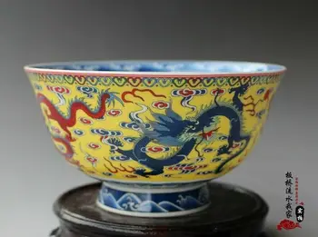 Virtuvės kinijos Famille Rose Porceliano Dubenį, Rankomis Dažyti dragon QIANLONG ženklas
