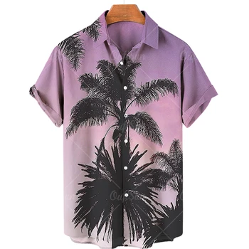 Vyriški Havajų Marškinėliai Kokoso Medžio 3D Atspausdintas Trumpas Rankovės Marškinėliai Vasaros Paplūdimio Atsitiktinis Plius Dydžio Marškinėliai