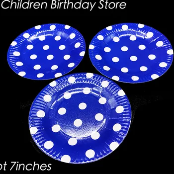 10vnt/daug giliai mėlyna taškų temą vienkartinės lėkštės kropkowany temą gimtadienio dekoracijas deep blue taškų popieriaus plokštės