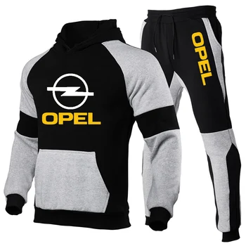 2022 Opel Rudens Žiemos Packwork Harajuku Spausdinti Palaidinukė Viršuje Kelnės Rinkiniai sportinis Kostiumas Tracksuit vyrų Patogus Dizaineris Viršūnės