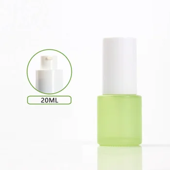 20ml matinio/žalios/mėlynos/baltos spalvos stiklo butelis baltos siurblio dangtelis, skirtas serumas/kremas/emulsija/fondas odos priežiūros kosmetikos pakuotės