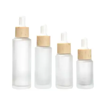 25ML matinio stiklo buteliuke su mediniais formos užkratas dangtis aliejus/essence skystas/serumas/kremas užkratas butelis odos priežiūra