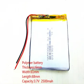 3.7 V,2500mAH,606168 PLIB; polimeras ličio jonų / Li-ion baterija GPS,mp3,mp4,mp5,dvd,bluetooth,modelis žaislas mobiliojo ryšio 