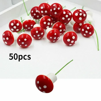 50pcs Putų Grybai Miniatiūros 2cm Mini Raudona Grybų Fairy Sodo Ornamentas 