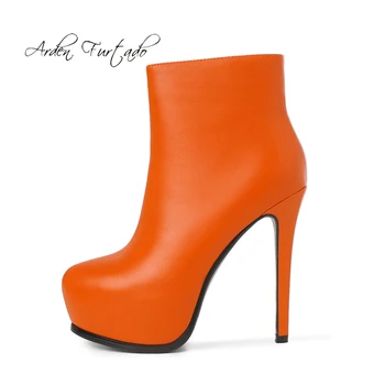 Arden Furtado 2019 m. pavasarį užtrauktukas seksualus adatos (stiletai ponios, suapvalinti tne batai platformos oranžinės, baltos natūralios odos batų šalis
