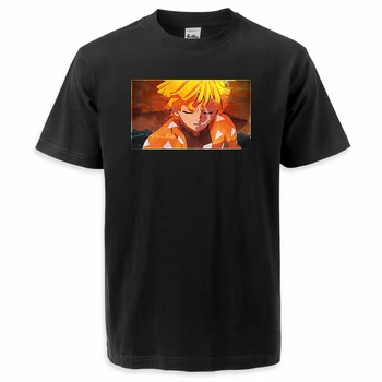 Demon Slayer Vasarą Karšto Anime Tee Marškinėliai Mens Zenitsu Kimetsu Nr. Yaiba T-Shirt 2022 Klasikinė 100% Medvilnės T Shirts Streetwear