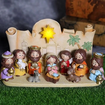 Derva Animacinių filmų Religinių Gimimo Statulėlės Ėdžiose Grupė Jėzus Vaikas Lėlės Kalėdų Bažnyčios Draugystės Dovana Dervos Paveikslas Namų