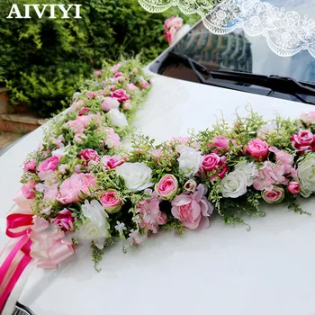 Gražus Austin Rožė V formos vestuvių automobilių apdailos Europą Jungtinės amerikos valstijos vestuvių pagrindinės plūdės Dirbtinių gėlių vestuvių