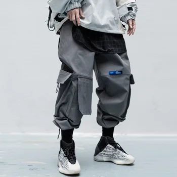 Jogger Vyrų Krovinių Kelnės Streetwear 2021 Hip-Hop Atsitiktinis Didelis Kišenėje Vyrų Sweatpants Harajuku Mados Raišteliu Kelnės Koja Kelnės
