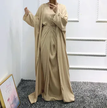 Kaftan Abaja Dubajus Turkija Islamą, Arabų Musulmonų Rinkiniai Skraiste Longue Kimono Ansamblis Femme Musulmane Abayas Moterų Caftan Marocain
