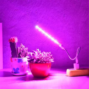 Karšto 21 LED USB LED Augalų Augimo Lempa viso Spektro Šviesos Hydroponics Šiltnamio efektą sukeliančių Raudona/Mėlyna Augti Šviesos Augalų, Gėlių Auginimas 20