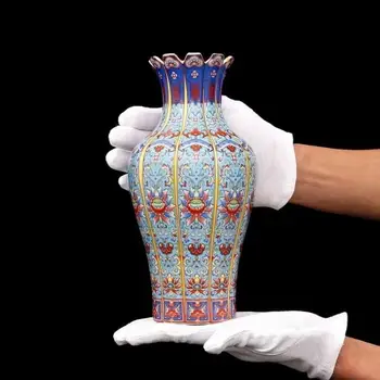 Kinija antikvariniai Porceliano čing yongzheng spalvos emalis Gild gėlių Vaza
