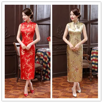 Kinijos mados Klasikinis Moterų Qipao Elegantiškas Trumpas Rankovės Naujovė Ilgai Cheongsam Suknelė Vasaros Retro Slim Vakarą Qipao Vestidos