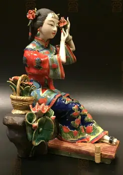 Klasikinio programinė įranga, apdailos Kūrybos Kinų stiliaus Thorn gėlių High-end luxury mergina Grožio paveikslas, Skulptūra, statula Namuose