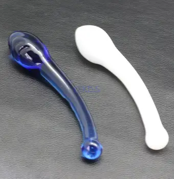 Naujas Atvykimo Skersmuo 3.3 cm, baltos ir mėlynos spalvos stiklo dildo moterų, mados stiklo lazdelę Masturbacija sekso žaislai, stiklo meno suaugusiųjų žaislai