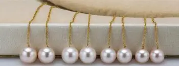 nemokamas pristatymas>>>>noble jewelry žavinga pora su 11-12mm pietų jūros white pearl tabaluoti auskarai 14k