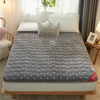 Patogus, Minkštas Sulankstomas Tatamio Čiužinys vienas dvivietis miegamasis Čiužinys Storas Šiltas Pienas aksomo grindų lova Čiužinys su dirželiais