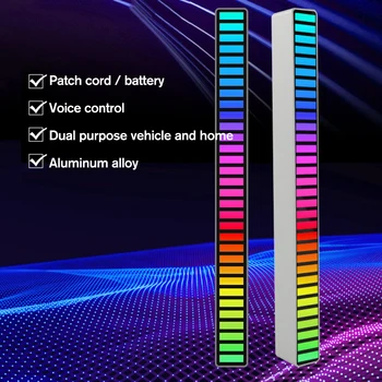 RGB LED Muzikos Garso Kontrolė LED Šviesos Jutiklis Voiceactivated Ritmą Šviesos Spalva Aplinkos Atmosferą Automobilio Šalies Lempos, Muzika