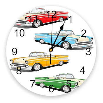 Spalvinga Automobilis Automobilio Žibintų Sieninis Laikrodis Modernus Dizainas, Apvalios, Patalpų, Namų Biuro Kambarį Dekoro Silent Sieninis Laikrodis