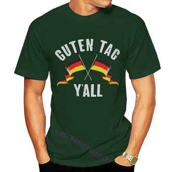 Unisex Guten Tag Y ' all vokietijos Vėliavas Derliaus Juokinga Marškinėlius Vyrų 100% Medvilnės Forest Green Marškinėliai Tee Streetwear