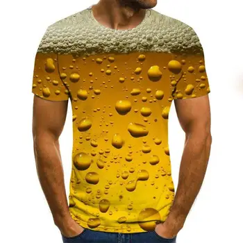 Vasarą Alaus 3D Spausdinimo Marškinėliai Vyrų Mados Apvalios Kaklo Tees Viršūnes Caual trumpomis Rankovėmis T-shirt