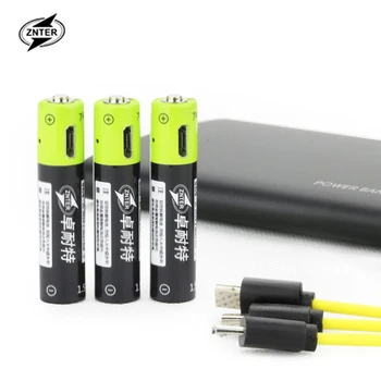 ZNTER 4pcs/daug 1,5 V AAA 400mah li-polimero li-ion ličio įkraunama baterija, USB baterijos Įkrovimas 